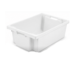 CAIXA PLASTICA BRANCA EMPILHAVEL FECHADA 60X40X20 CM 35 L