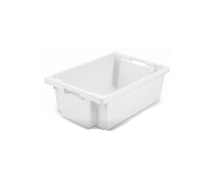 CAIXA PLASTICA BRANCA EMPILHAVEL FECHADA 60X40X20 CM 35 L