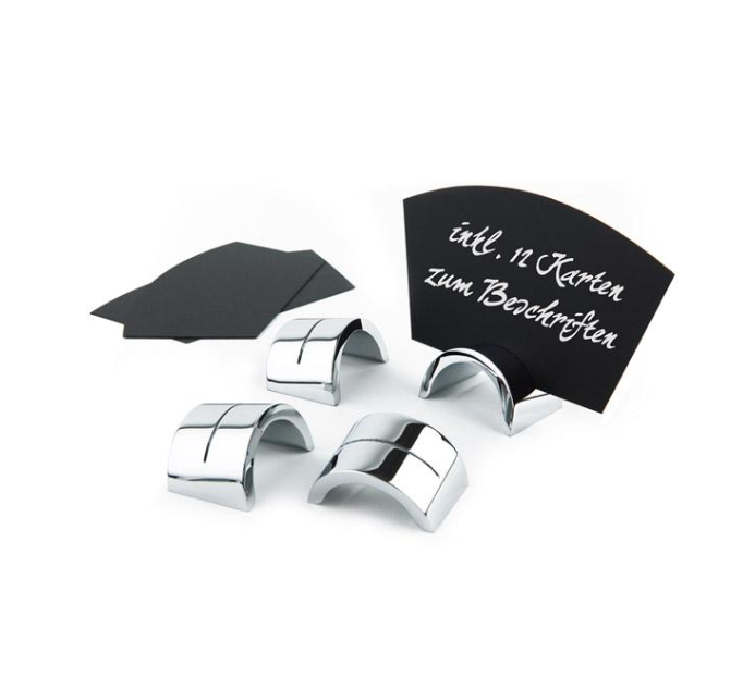 SET 6 SUPORTES CROMADOS 4X2,5 CM + 12 CARTÕES 10X5,7 CM
