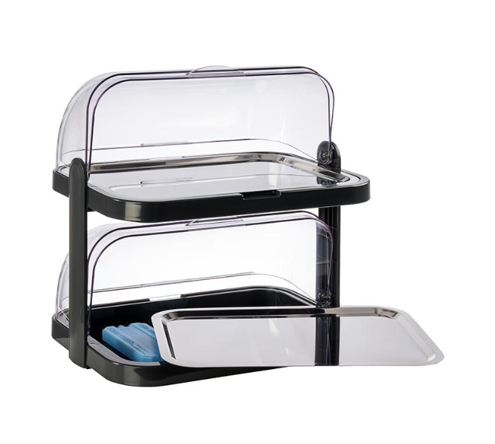 VITRINE REFRIGERADA DUPLA C/ BASE PRETA 44X32 CM