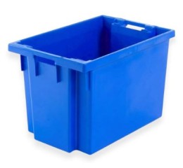 CAIXA PLASTICA AZUL EMPILHAVEL FECHADA 60X40X40 CM 70 L