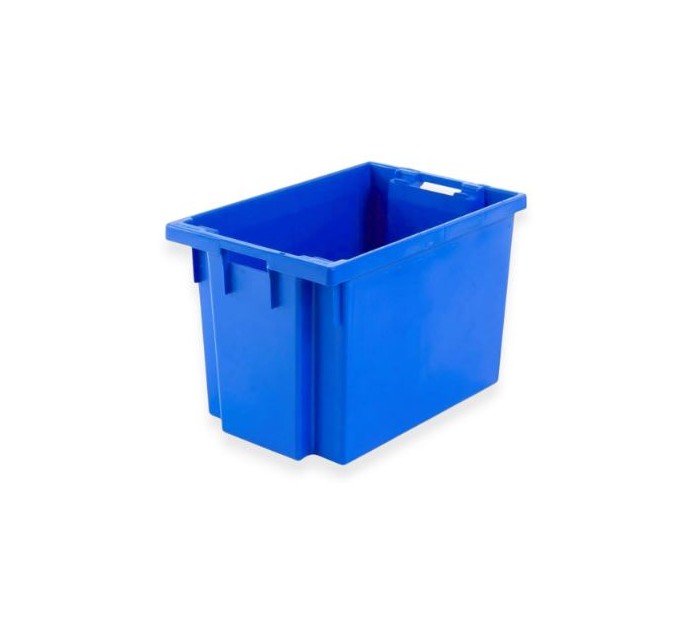 CAIXA PLASTICA AZUL EMPILHAVEL FECHADA 60X40X40 CM 70 L