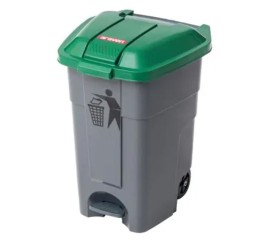 CONTENTOR PLASTICO C/RODAS E PEDAL 50 L TAMPA VERDE