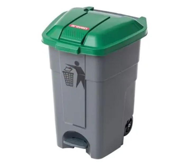 CONTENTOR PLASTICO C/RODAS E PEDAL 50 L TAMPA VERDE